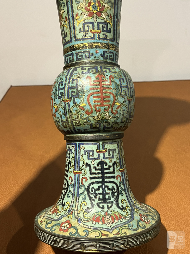 清乾隆 铜胎掐丝珐琅花觚 - 图5